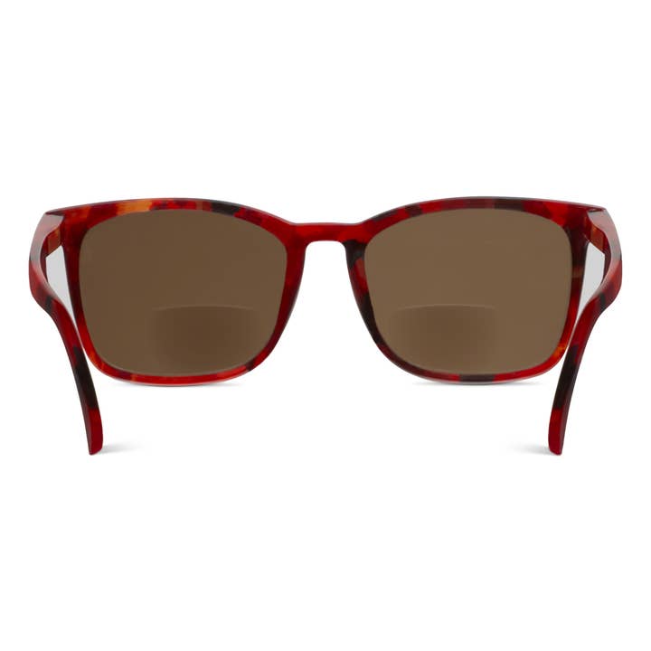 Mateo Bifocal Sun sunglasses with polycarbonate frames in Fire Tortoise gradient polarized lenses and spring hinges.