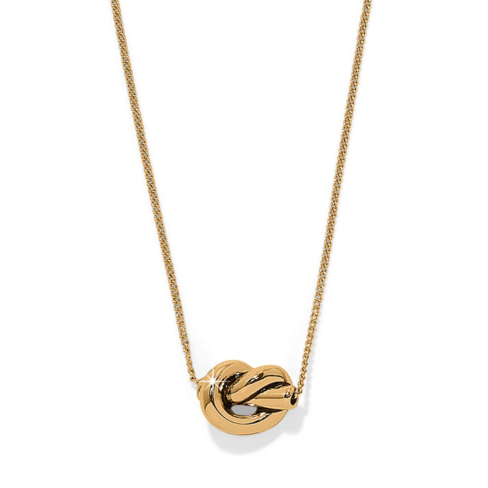 Gold plated adjustable mini necklace with a single knot pendant on an 18-inch chain.