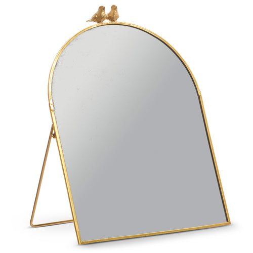 Gold bird-shaped wall mirror with iron frame and glass surface
