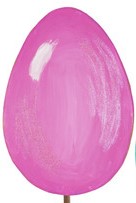 Pink Easter egg decoration on a stick, with a glossy finish.