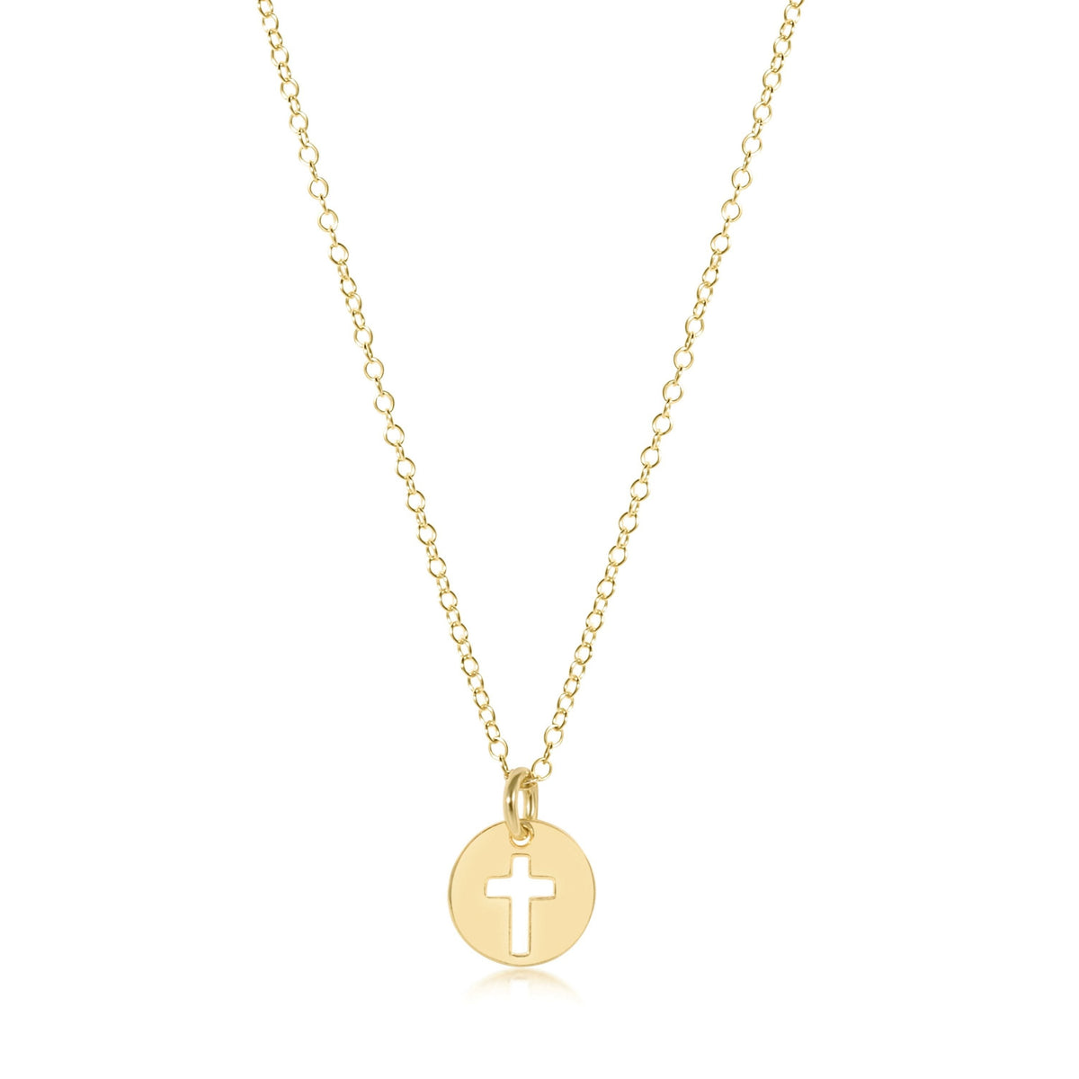 Gold-filled necklace with three layers of small round beads on a 14-inch chain.