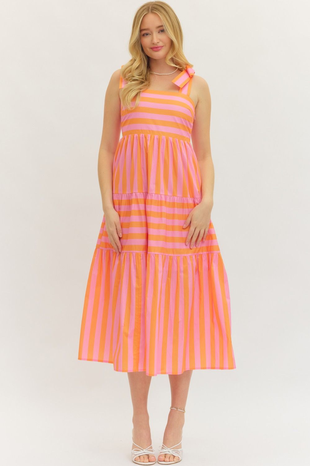 Zariyah Striped Sleeveless Midi Dress