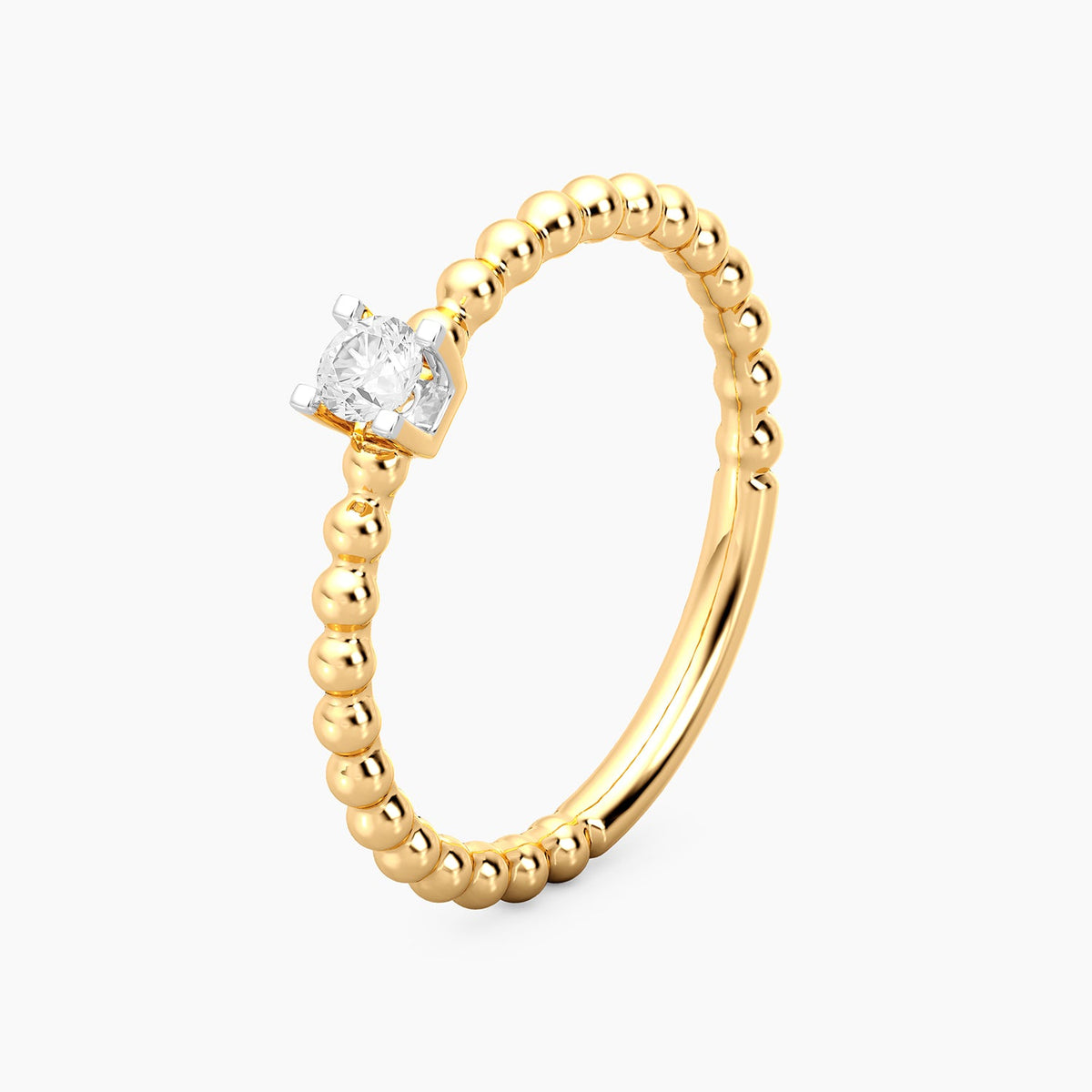 Sterling silver ring with a gold-plated finish featuring a round lab-grown diamond accent.