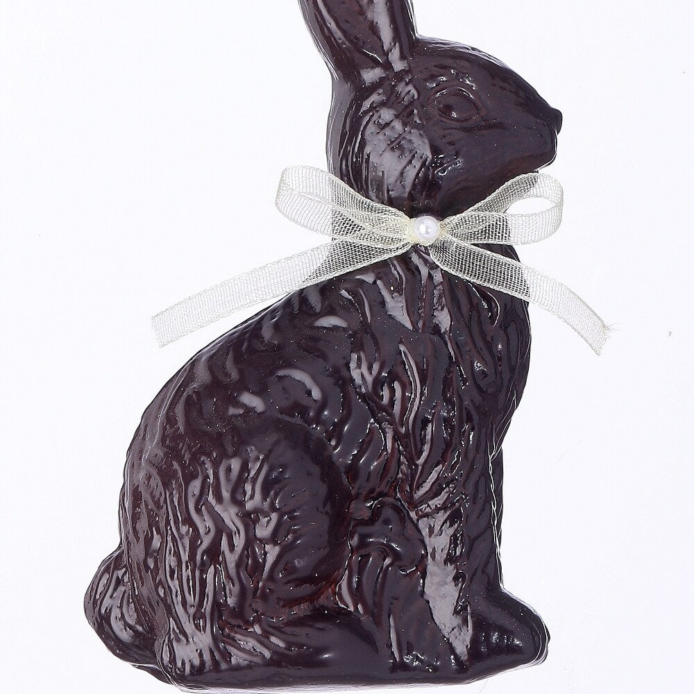 4-inch glass chocolate bunny ornament with a smooth brown finish.
