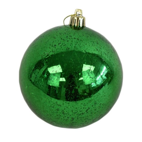 Silver mercury glass ball ornament with a reflective surface.