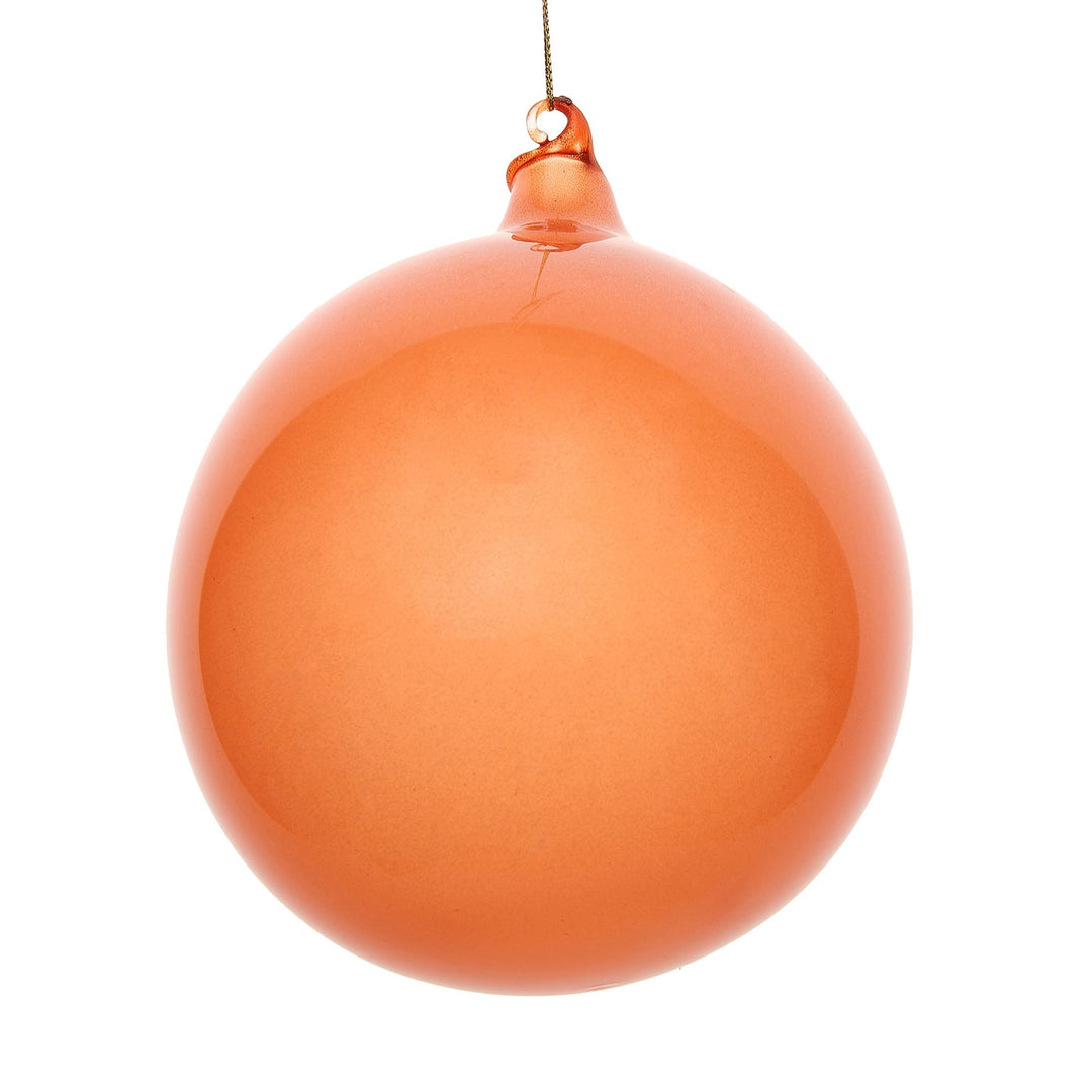 150mm orange glitter bubblegum ball ornament with a smooth finish and hanging loop.