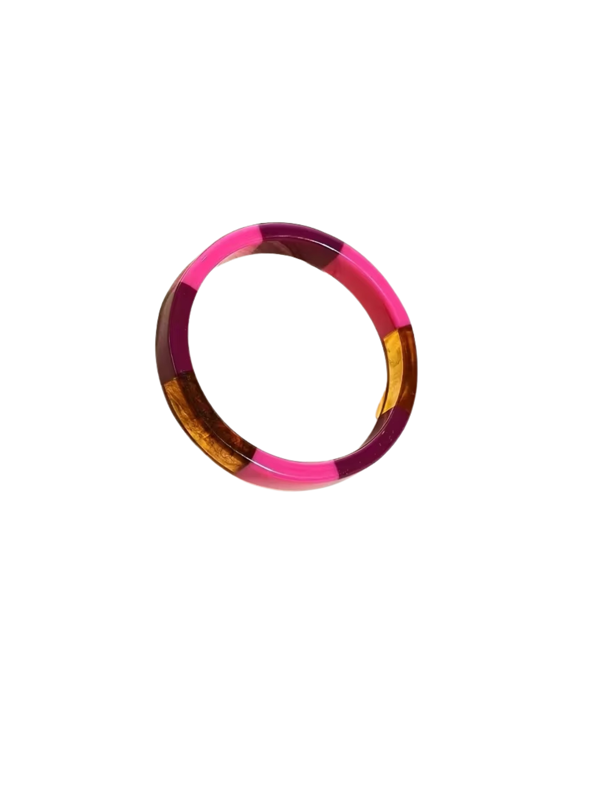 Patchwork Tempered Bracelet featuring alternating segments of pink, purple, and amber resin.