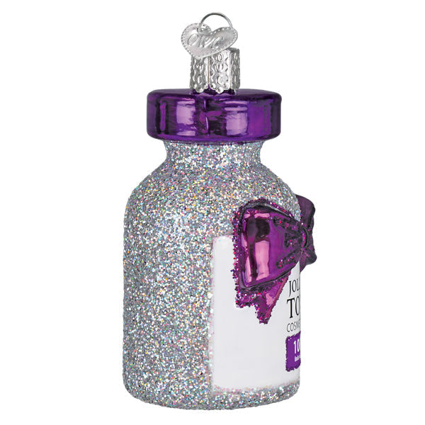 Jolly Tox ornament bottle with festive holiday glow-up theme
