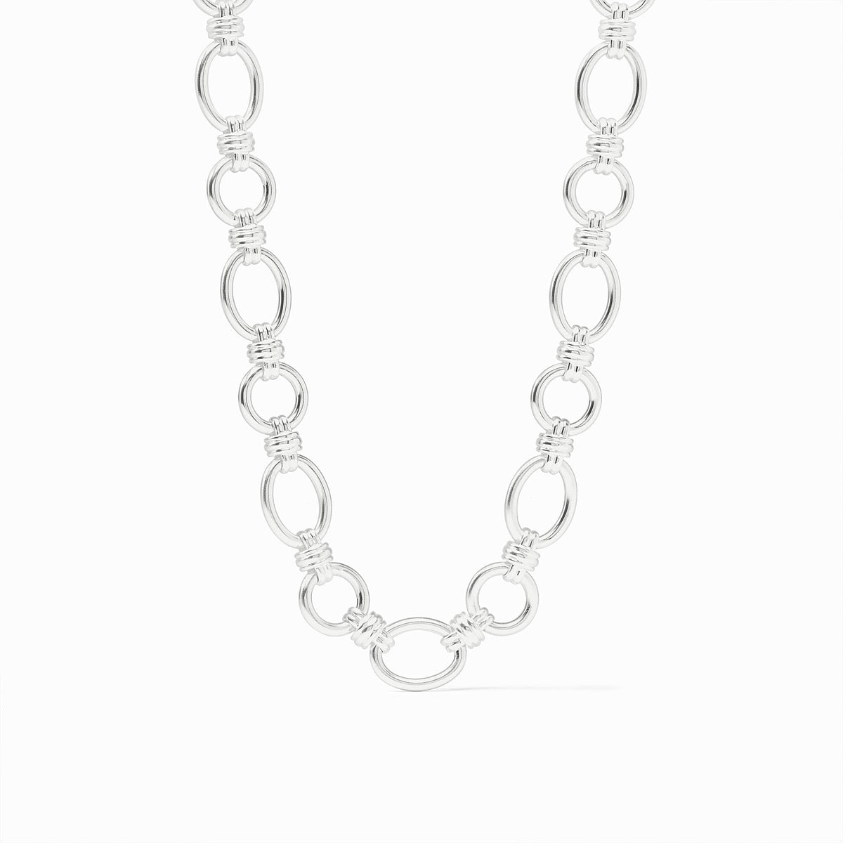 Adjustable Portofino Link necklace in pure silver plate with toggle clasp.