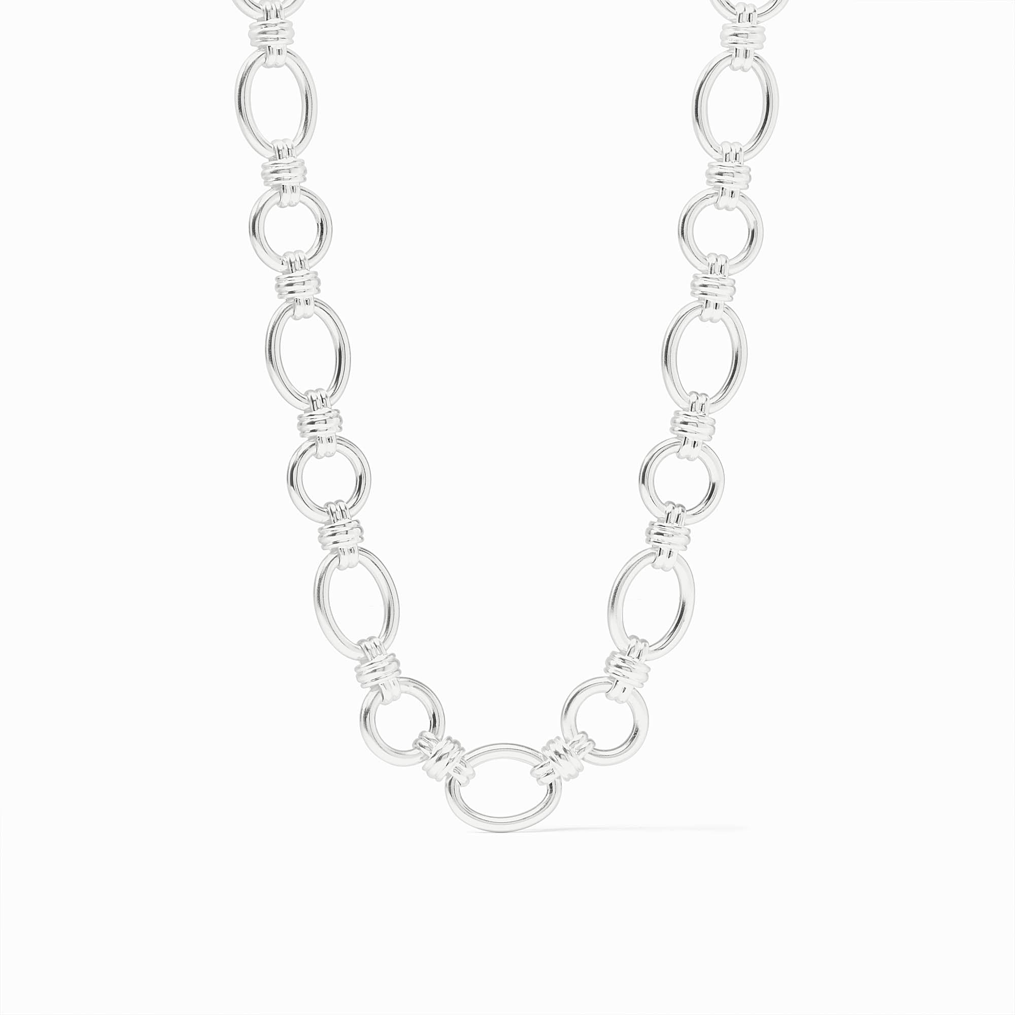 Adjustable Portofino Link necklace in pure silver plate with toggle clasp.