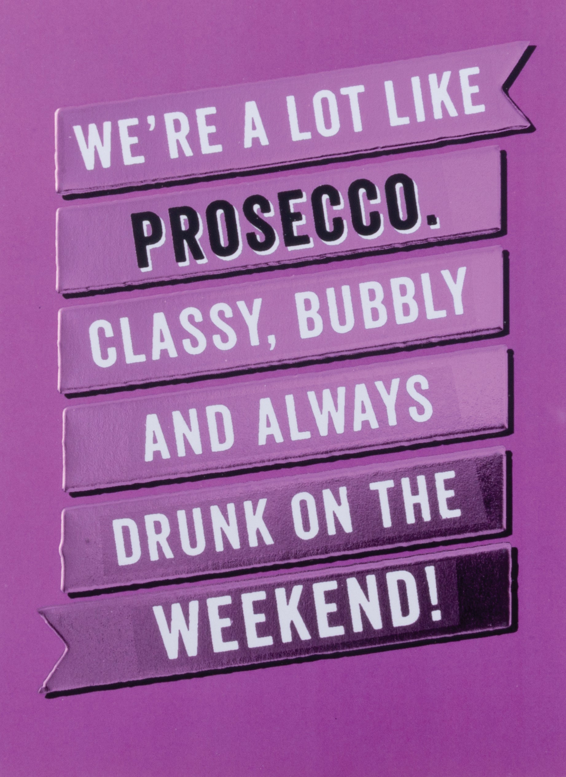 White greeting card with 'Cheers to you! Happy Birthday' text in black script and a champagne glass illustration.