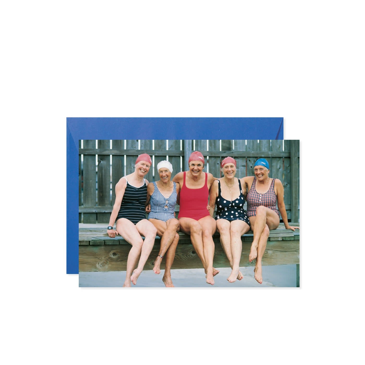 Five Bathing Beauties card featuring the quote 'Everything may be sagging' with dimensions L-0 W-5 H-7.