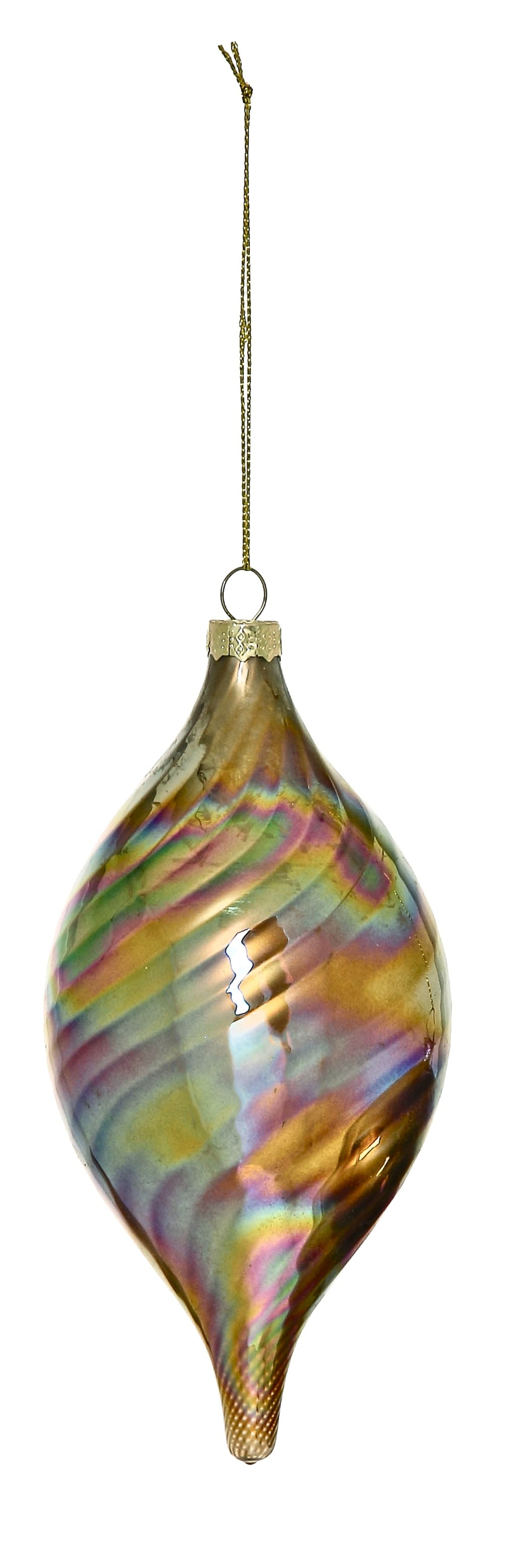 100MM Iridescent Pearl Swirl Hazelnut Ornament - Sold Individually