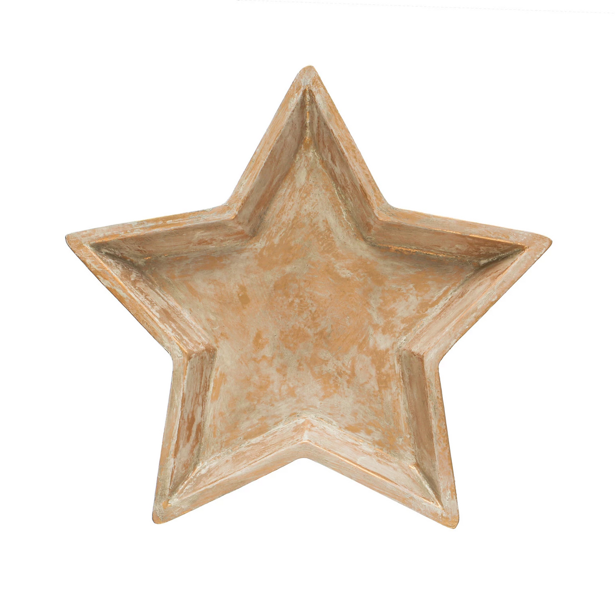 Distressed gold MDF star-shaped decorative tray with a distressed finish.