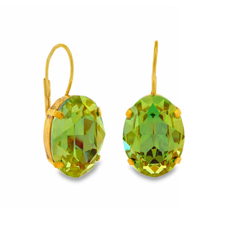 Antique gold oval hoop earrings with high-quality crystals