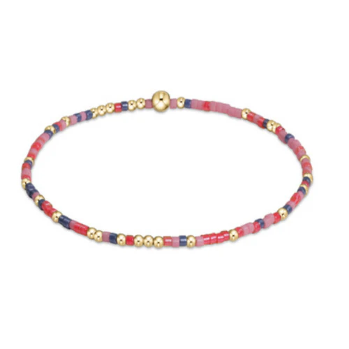 Egirl Hope Unwritten bracelet with gold-filled beads and colorful seed beads on elastic cord.