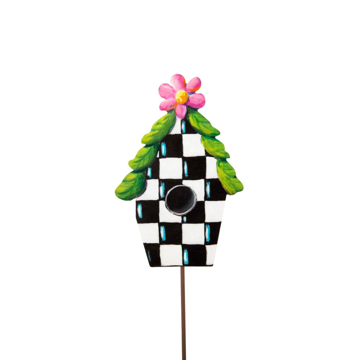 Elegant Birdhouse in natural wood finish with decorative cutouts.