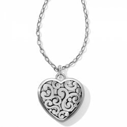 Silver plated convertible locket necklace with crystal accents holding one photo.