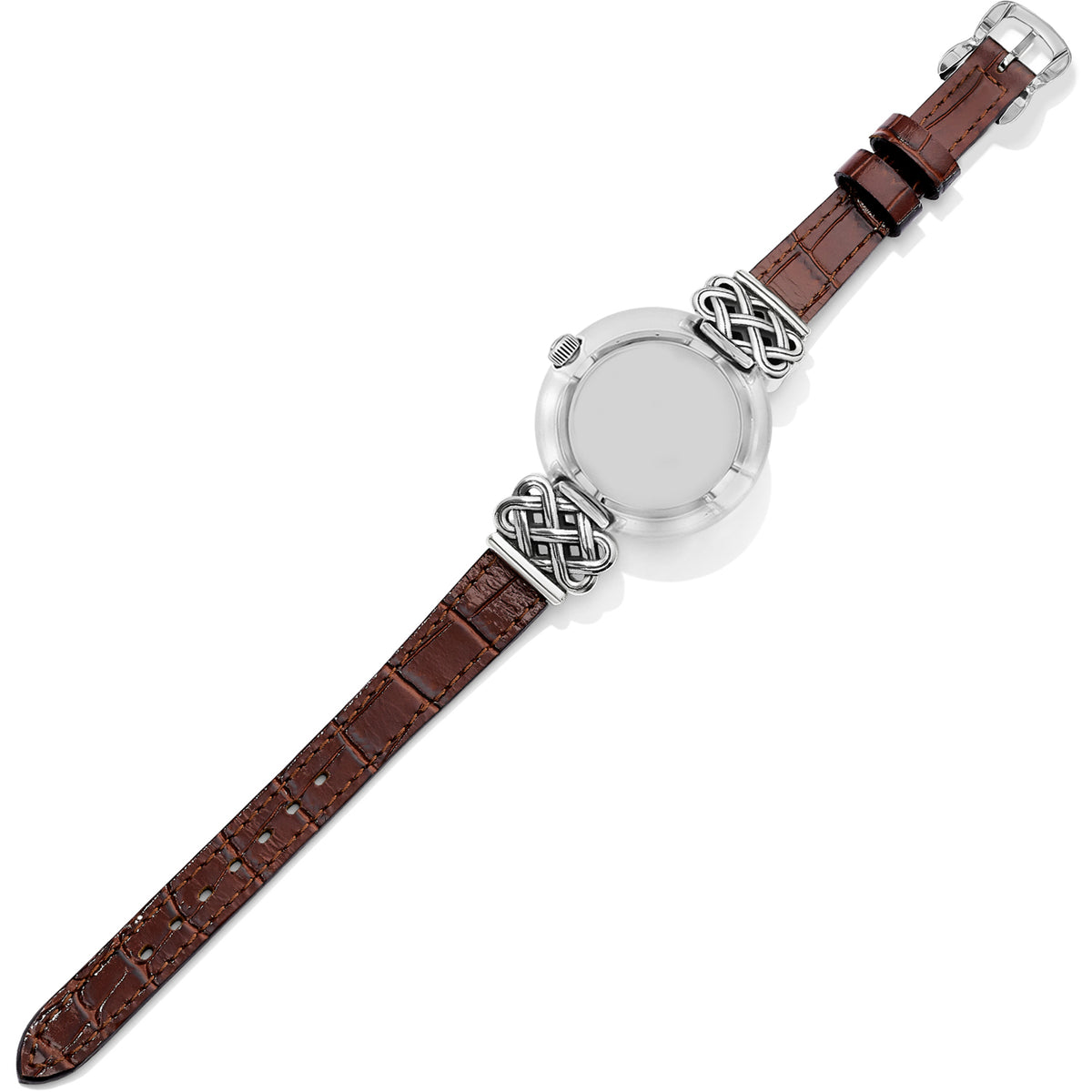 Reversible Galway watch with brown leather strap on black dial