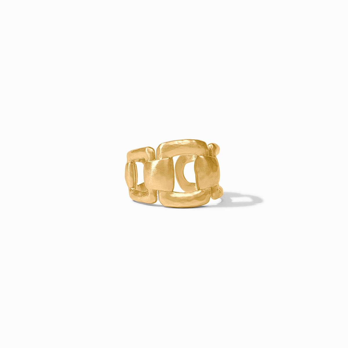Sahara Ring in gold featuring a textured, interlocking chain link design on a white background.