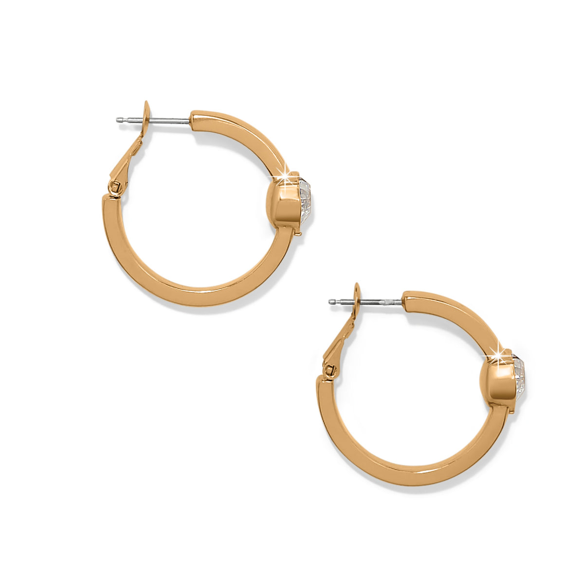 Mystery of Love gold-plated hoop earrings with fine quality crystals and lever back closures.