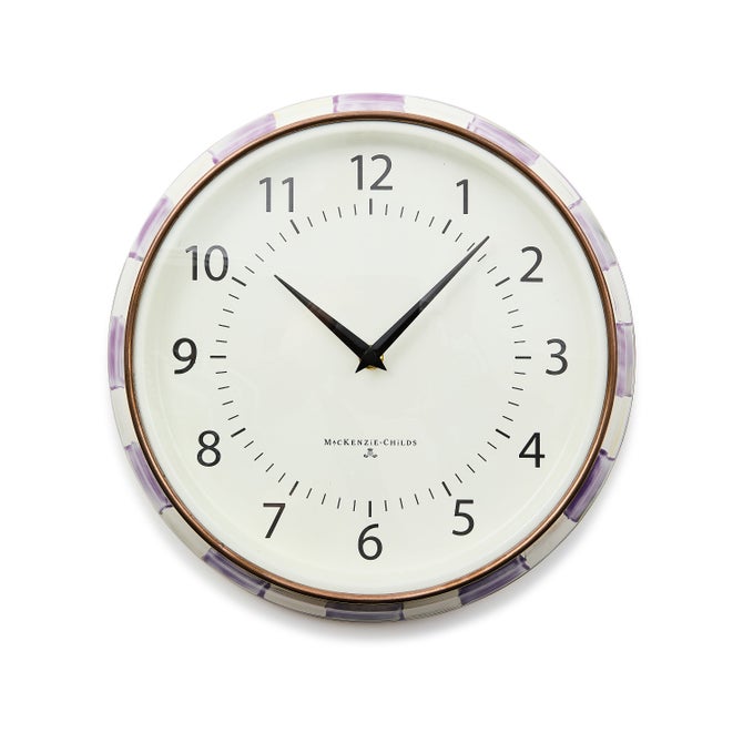 Violet Check School Wall Clock