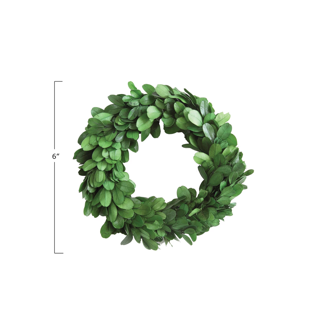 6" Round Preserved Boxwood Wreath