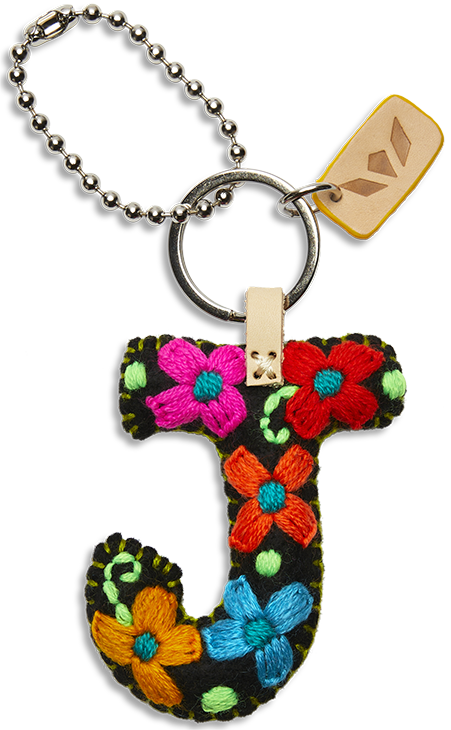 Felt letter charm in bright yellow with attached silver chain
