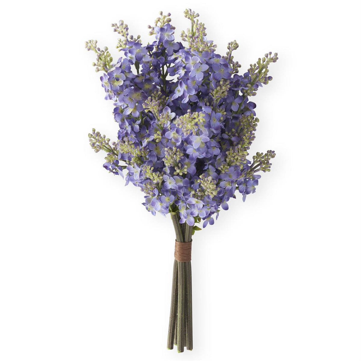 Purple lilac polyester bundle with plastic accents on iron wire frame