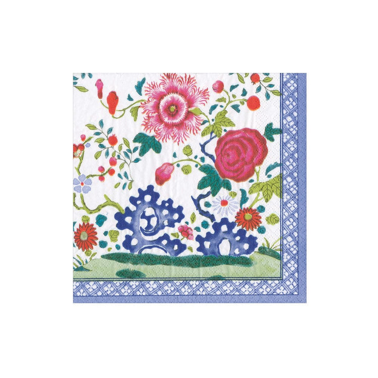 Packaged cocktail napkins with printed designs in triple-ply material.