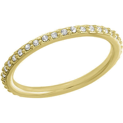 Thin gold ring with small diamond accents on a slender band