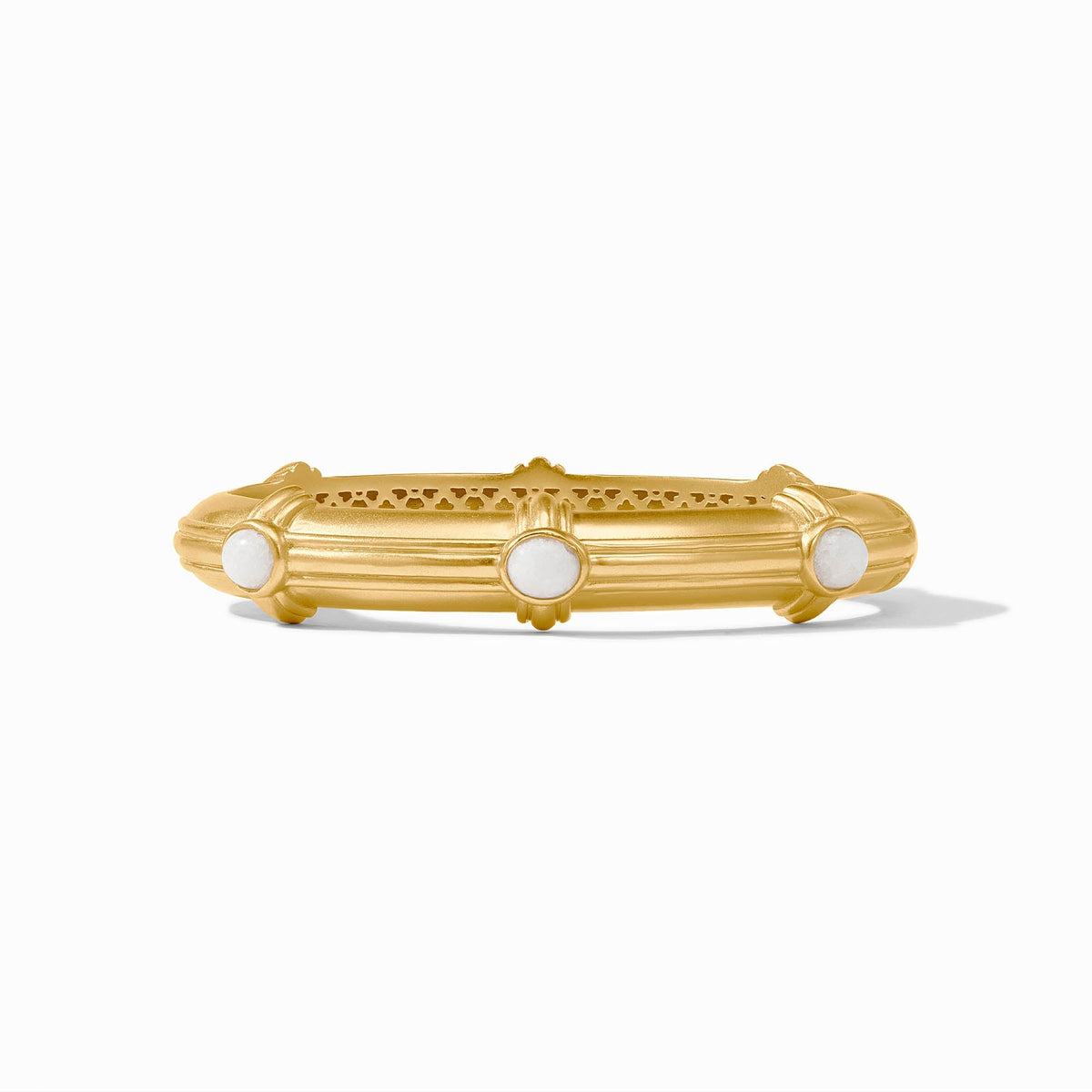 Portofino Stone Hinge Bangle in icy stone with a spring hinge closure