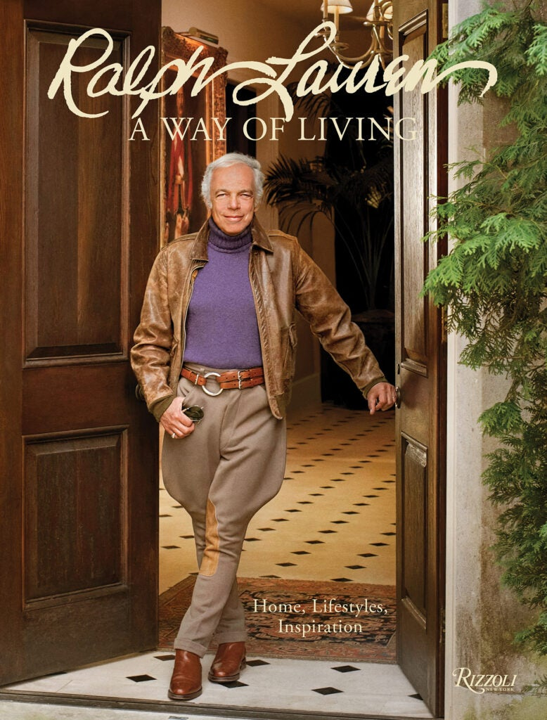 Book cover for Ralph Lauren: A Way of Living featuring Ralph Lauren standing in a doorway.