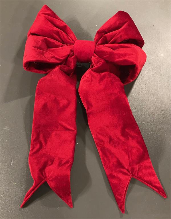38-inch high burgundy velvet display bow with a classic curved silhouette.