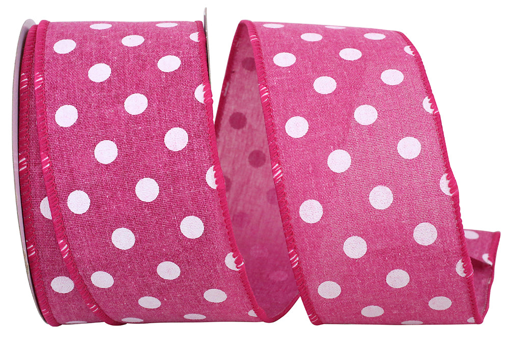Aspirin Dot Linen wired edge trim in white with a small dot pattern