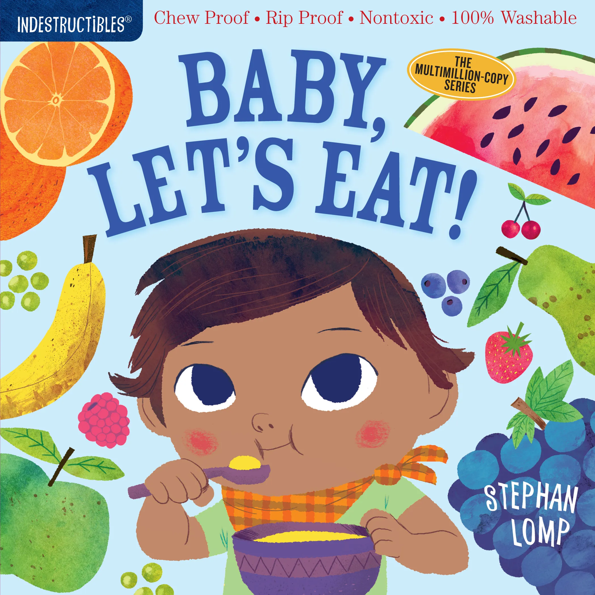 Indestructibles book with bright illustrations on a durable waterproof cover designed for safe baby reading.
