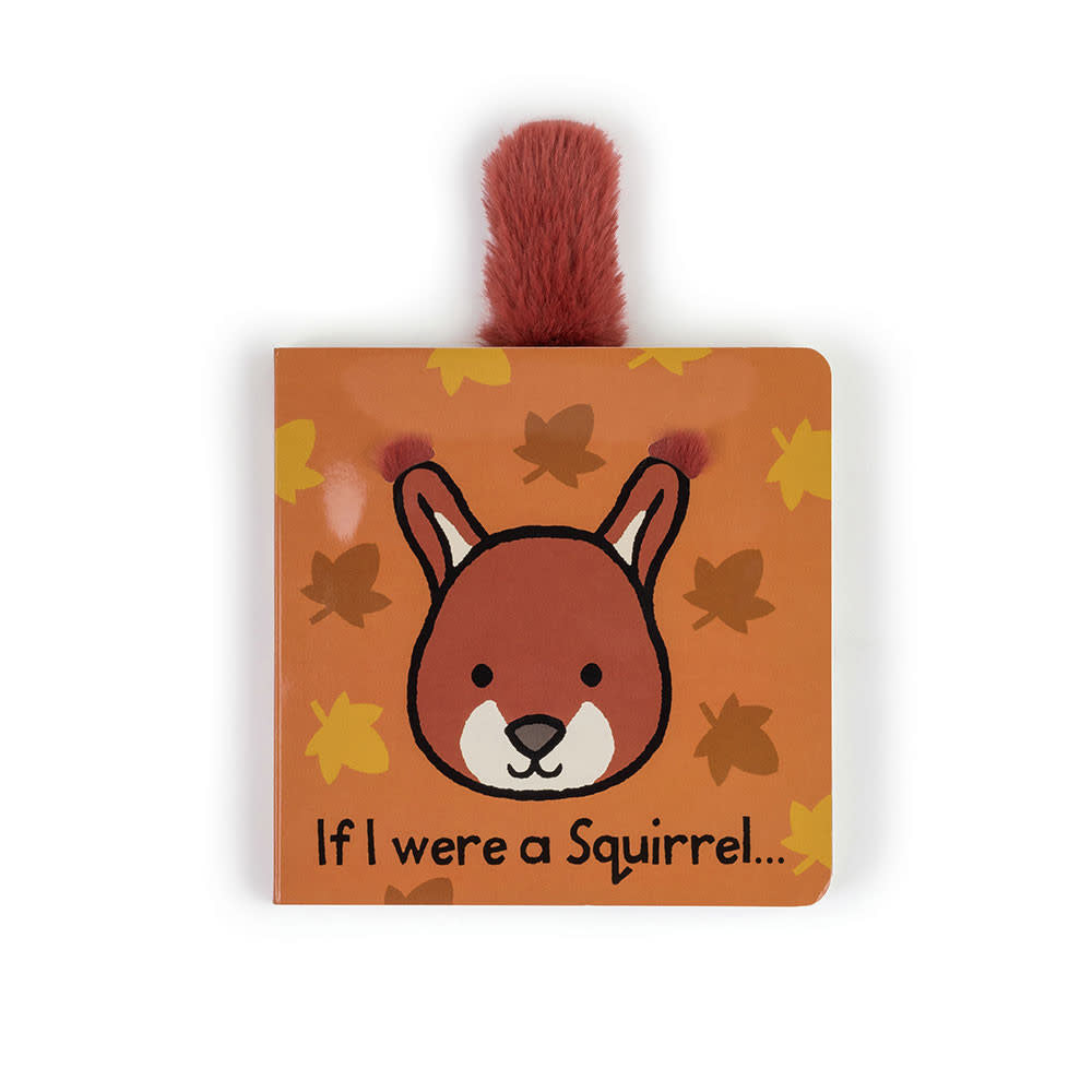 Board book cover titled If I Were A Squirrel featuring a fluffy squirrel character against a forest background.