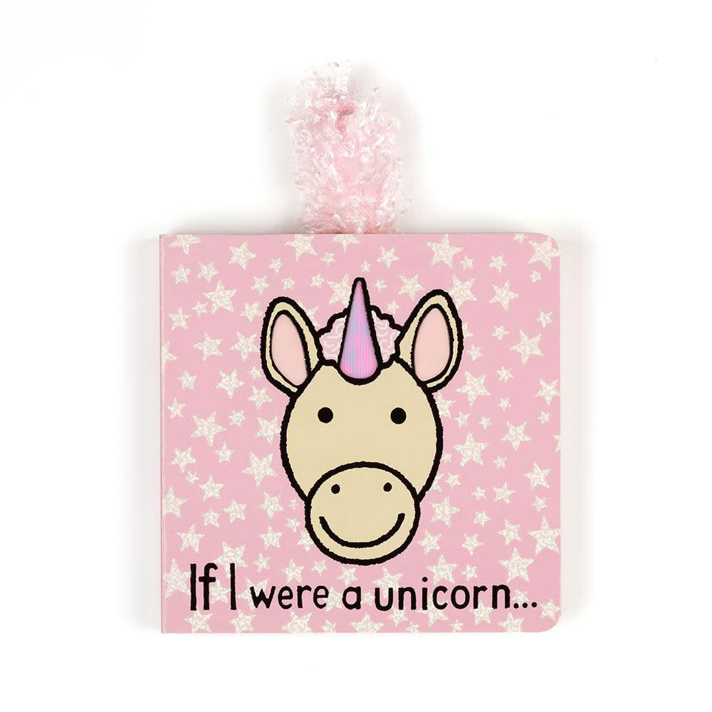 Candy pink board book titled If I Were a Unicorn featuring an illustrated bashful unicorn on the cover.