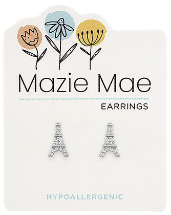 Silver Eiffel Tower Stud Earring
