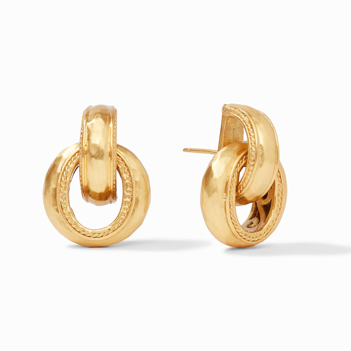 Gold-plated Cannes doorknocker earring with a curved bar silhouette.