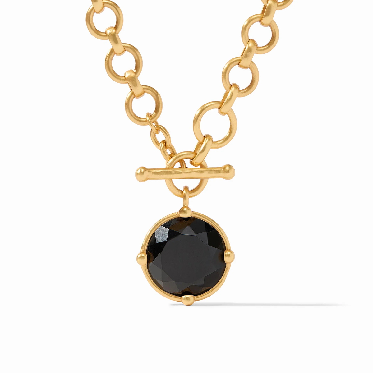 Honeybee Demi Necklace featuring a rose-cut stone with beads on one side and a bas-relief bee design.