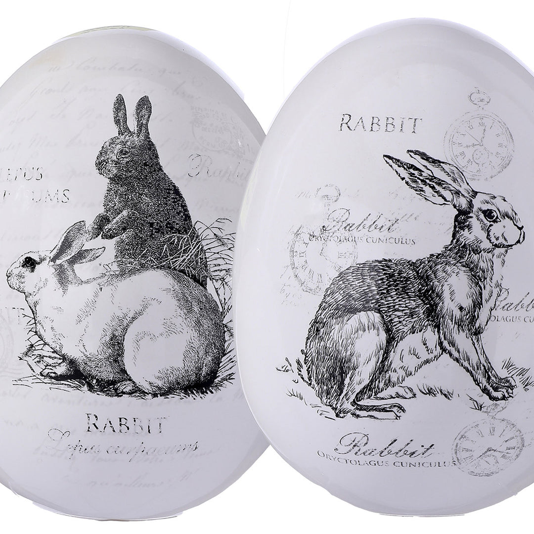 6" Dolomite Egg With Bunny Print - Sold Individually