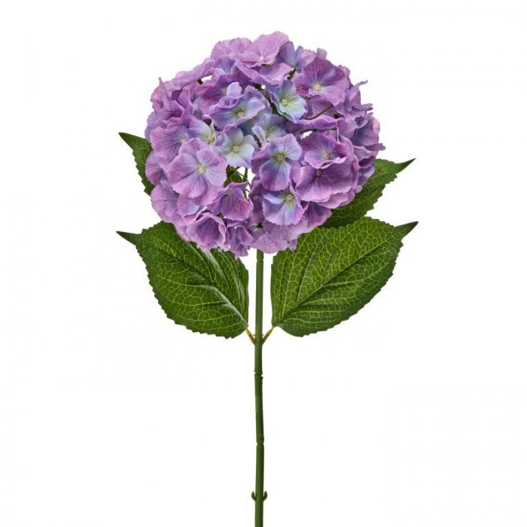 30-inch Natural Touch jumbo hydrangea artificial flower arrangement in cream-colored silk petals with green foliage.