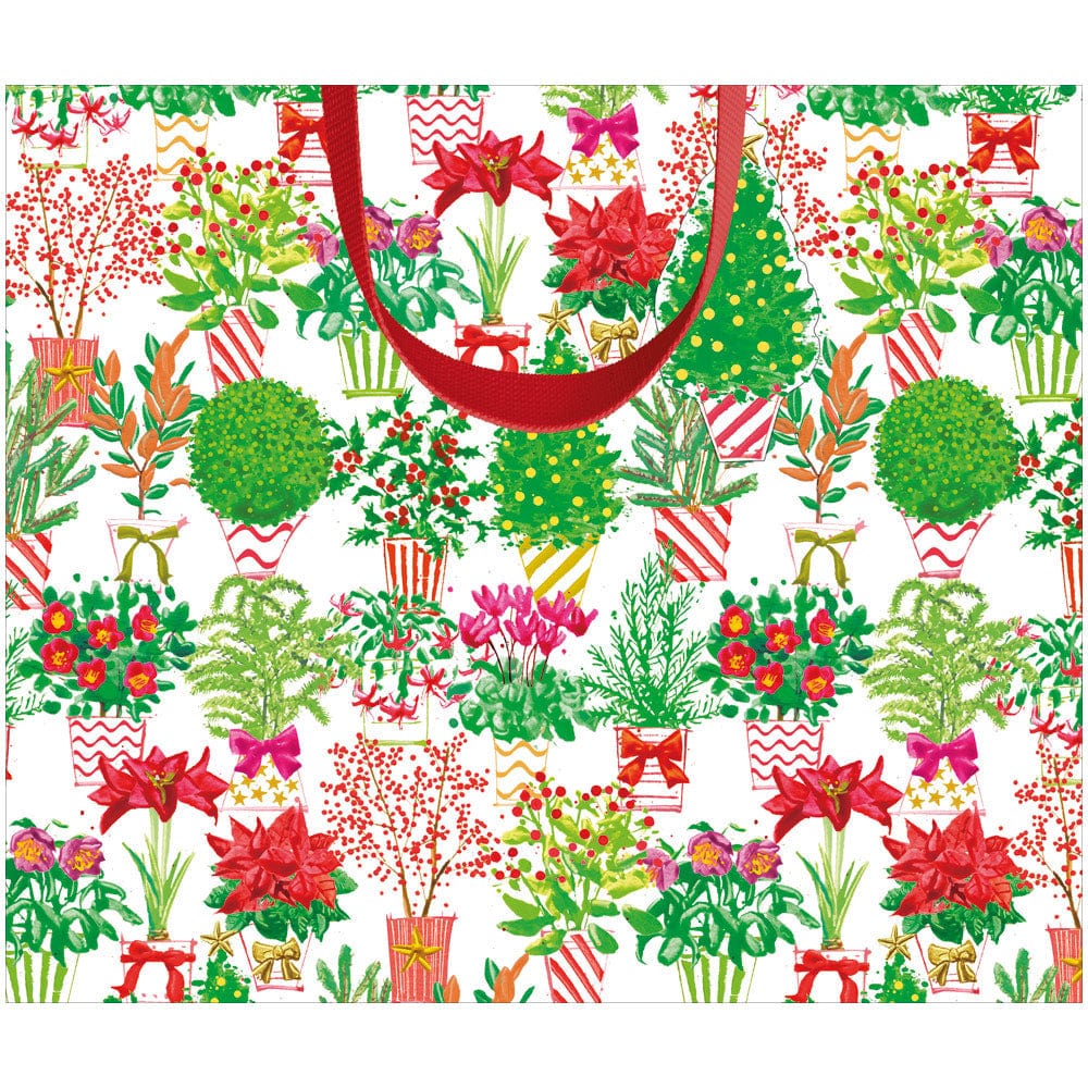 Large horizontal gift bag with cheerful colorful prints on durable paper featuring strong handles.