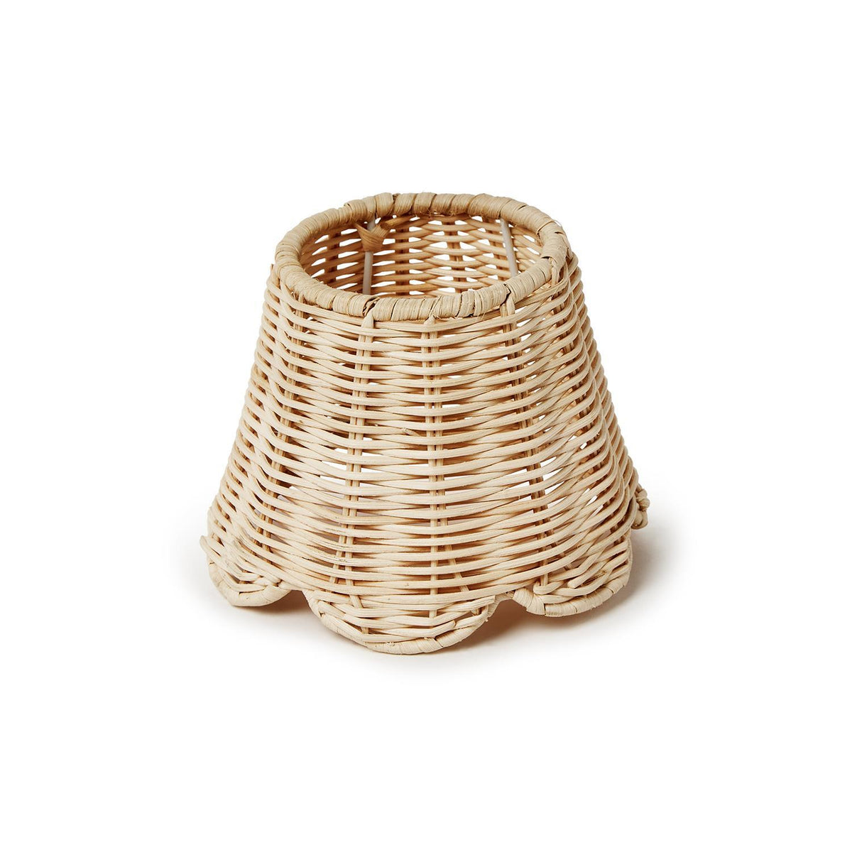 Handcrafted rattan lamp shade cover with scallop edge detail