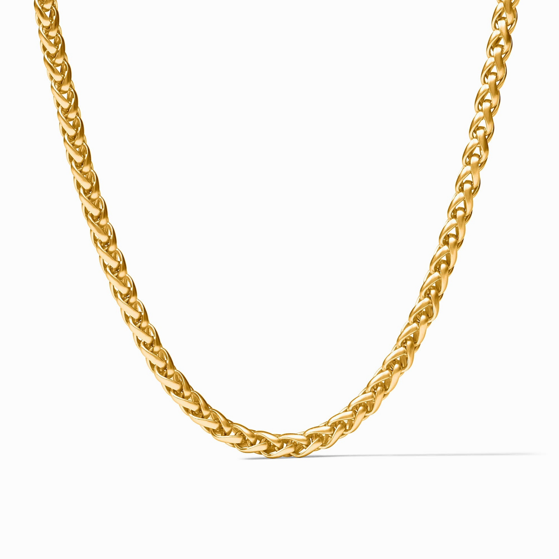 Gold-plated Cobblestone Link Necklace with an intricate woven chain design.