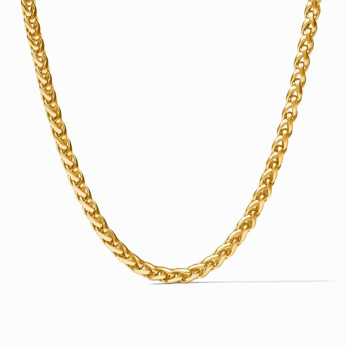 Gold-plated Cobblestone Link Necklace with an intricate woven chain design.