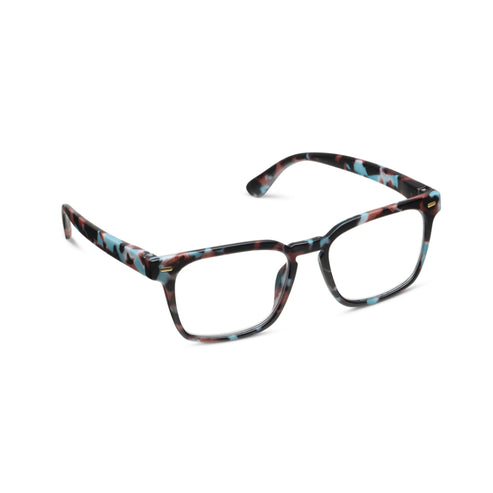 Jude eyeglasses with blue light focus lenses in a clear frame.