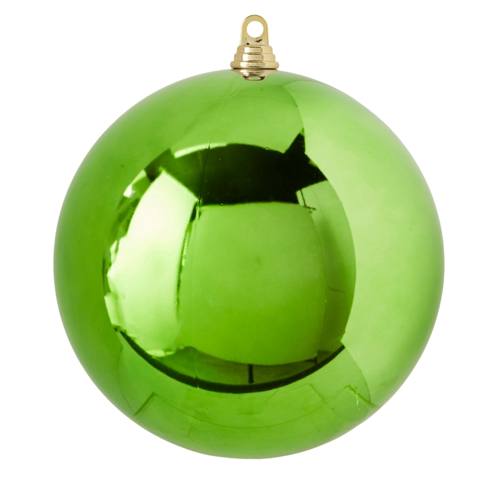 Ten-inch shiny light green plastic ball ornament with a smooth spherical shape.