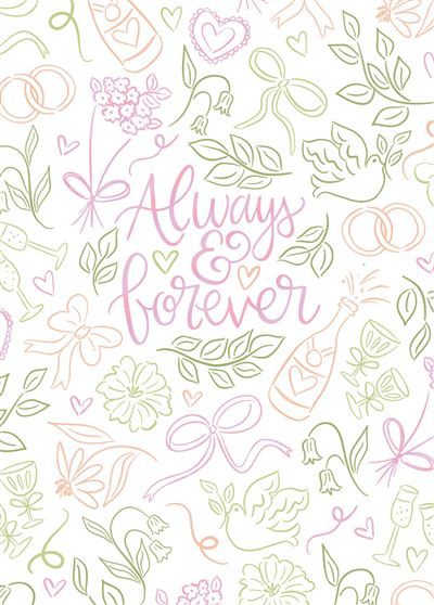 Always & Forever greeting card with congratulations message on a white background.